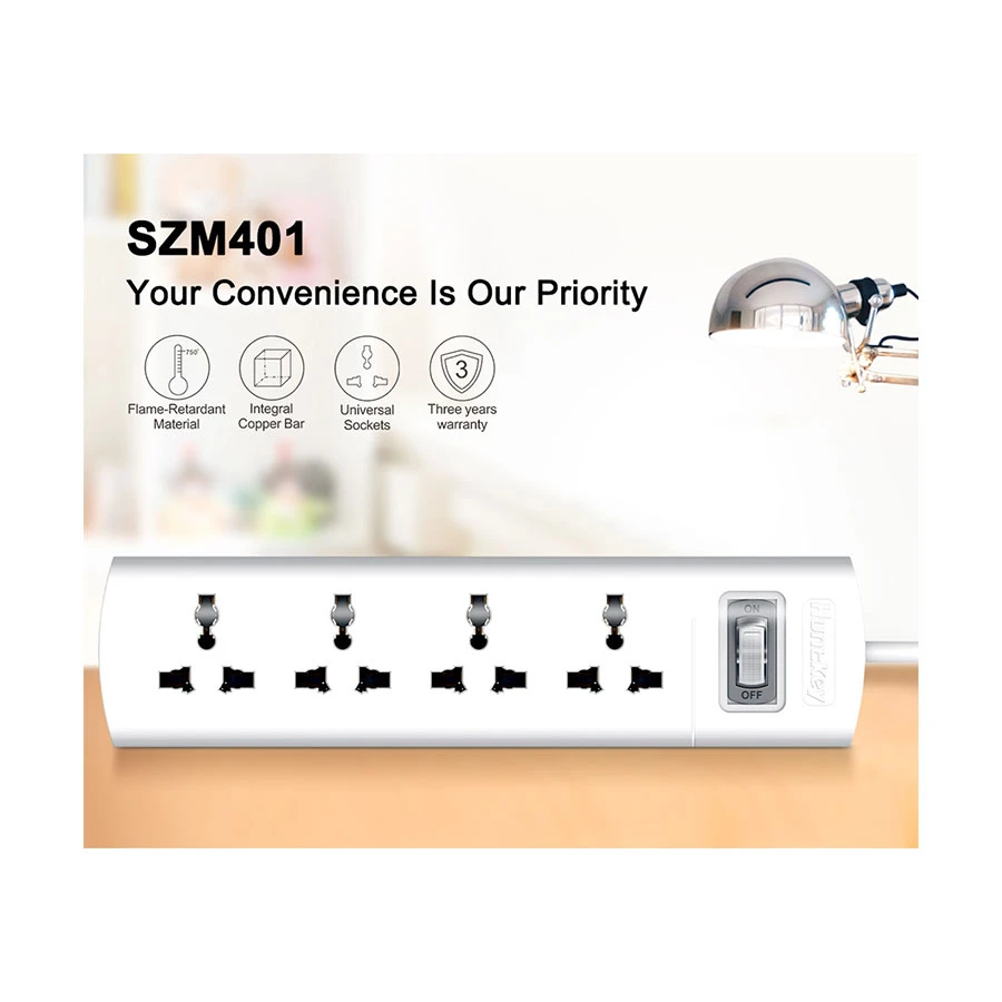 Huntkey 2 Pin 4 Port White Power Strip SZM401 - Image 2