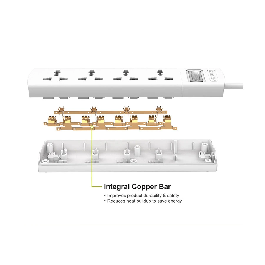 Huntkey 2 Pin 4 Port White Power Strip SZM401 - Image 5